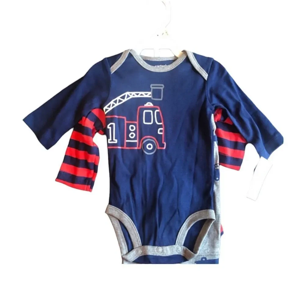 Carter’s red/gray/blue ‘Firetruck’ 3 piece set, size 3m